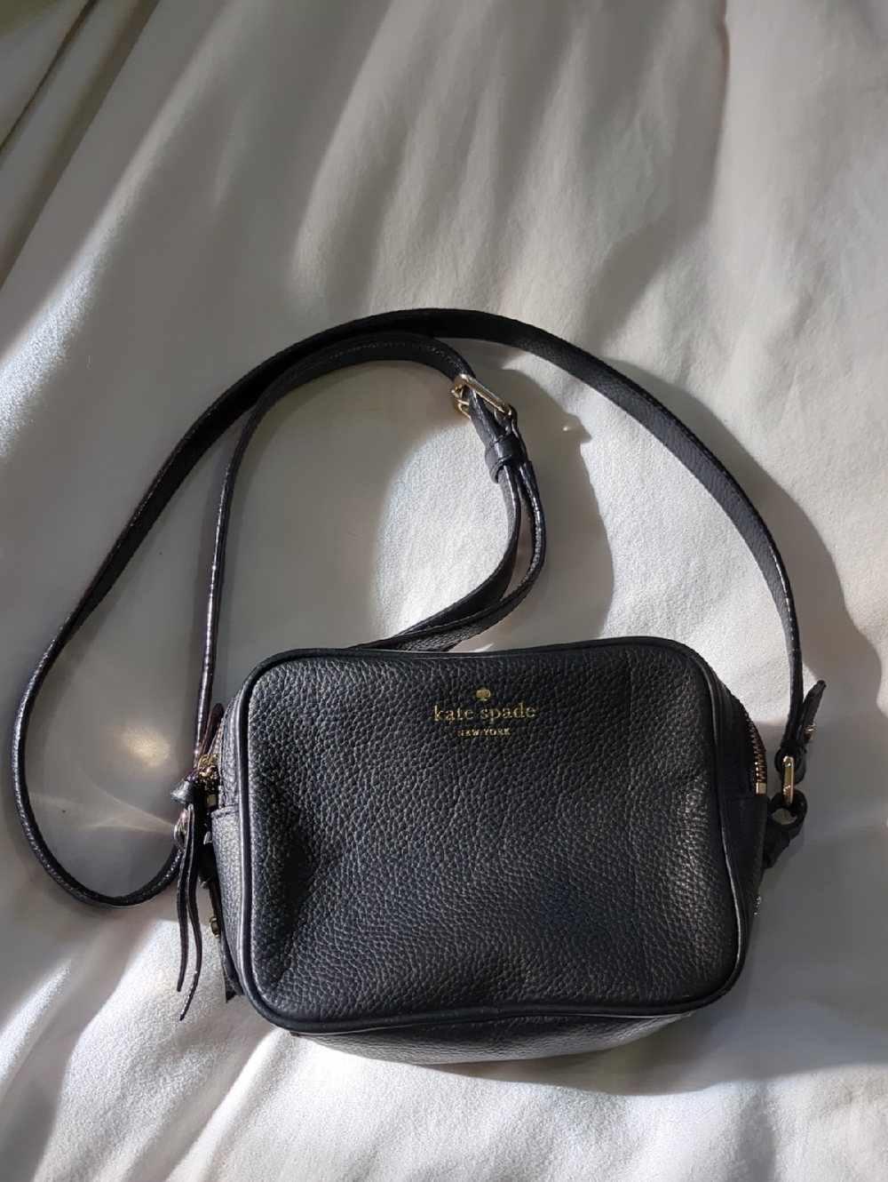 kate spade Black Pebbled Leather Camera Crossbody